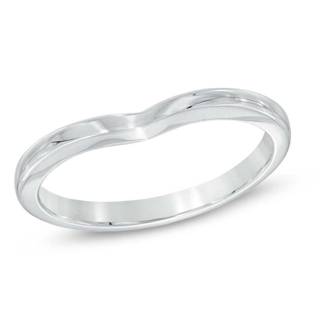 Solid 14kt white gold contour wedding band-size 5.5